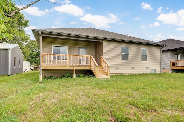 210B W Clinton St, Rogersville, MO 65742 - back of house with a deck, a yard, and a shingled roof