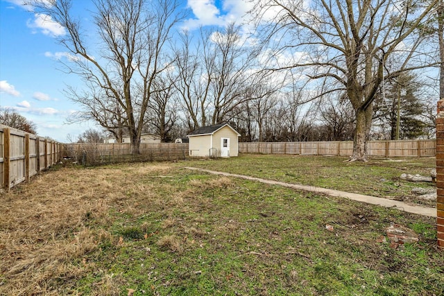 view of yard featuring a shed