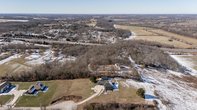 aerial view featuring a rural view