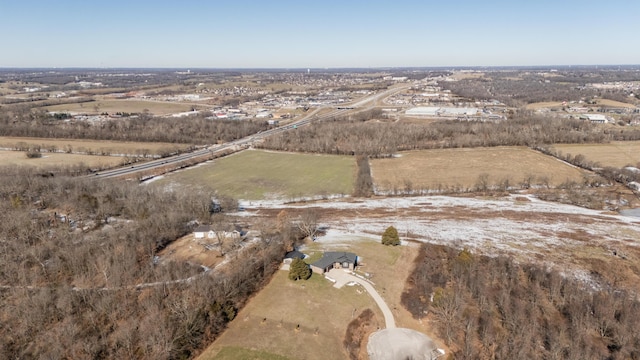 aerial view with a rural view