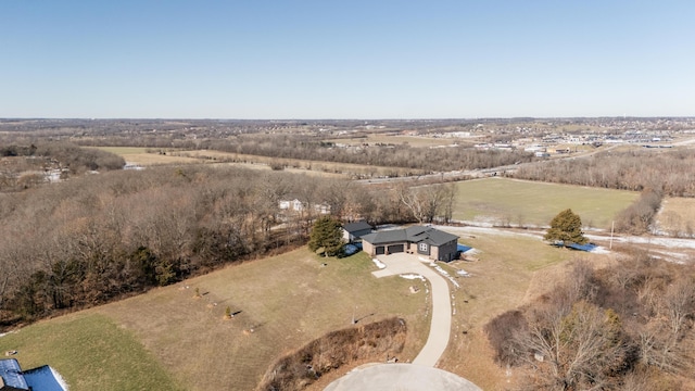 aerial view with a rural view