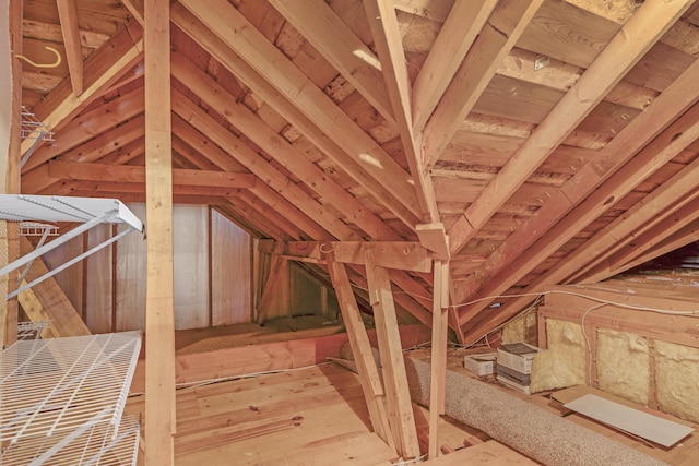 view of unfinished attic