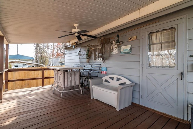 deck featuring ceiling fan