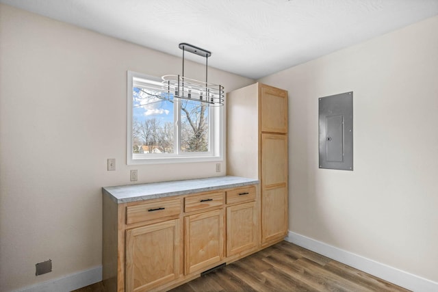 interior space featuring dark hardwood / wood-style floors and electric panel