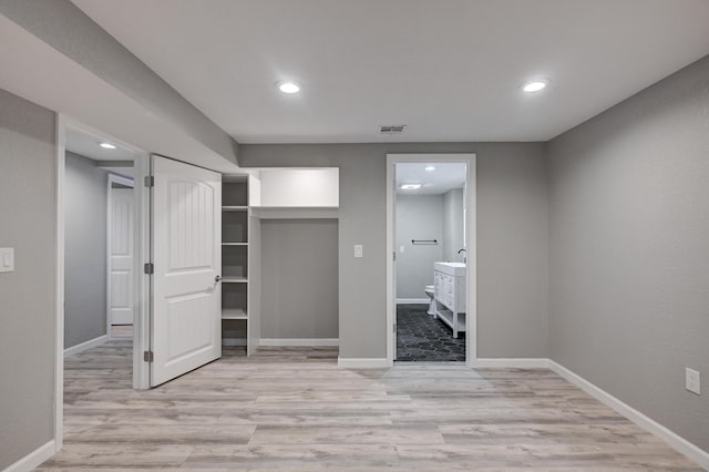 interior space with light hardwood / wood-style flooring