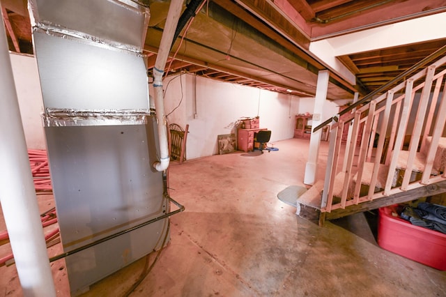 basement with heating unit