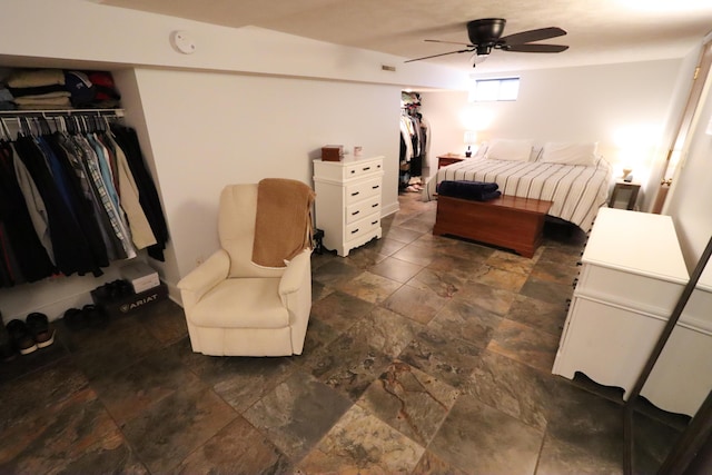 bedroom featuring a closet and ceiling fan