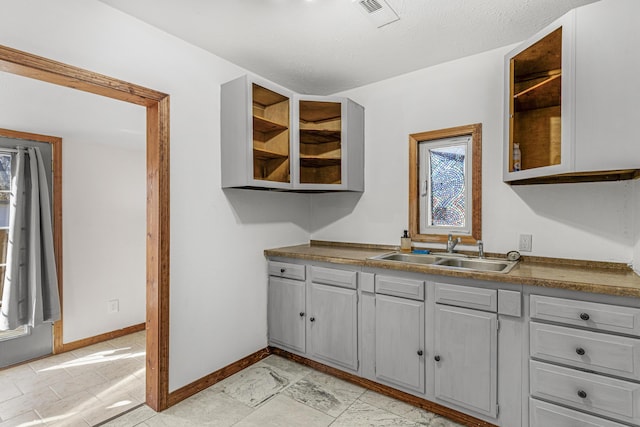 kitchen featuring sink and gray cabinets