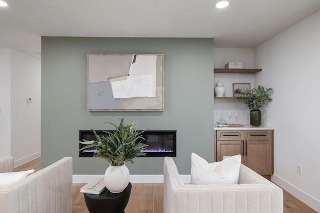 interior space with hardwood / wood-style floors