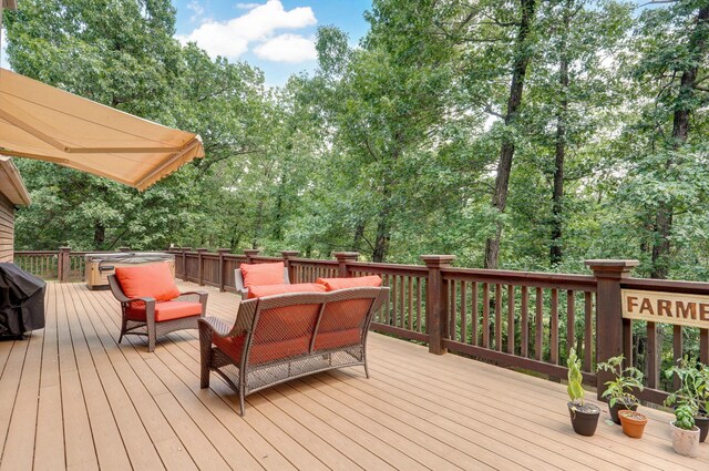 10350 Indian Ridge Ln, Carthage, MO 64836 - deck with an outdoor living space and view of scattered trees