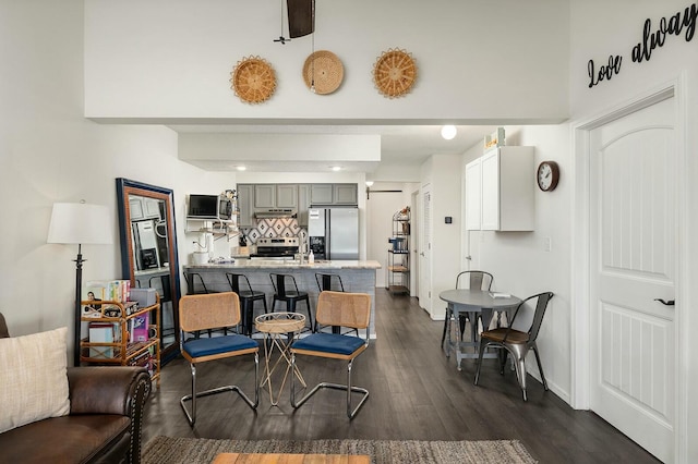 interior space with sink and dark hardwood / wood-style flooring