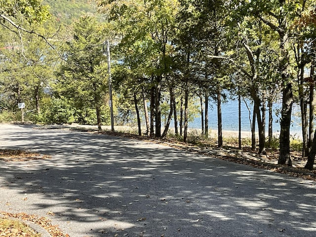 view of street featuring a water view