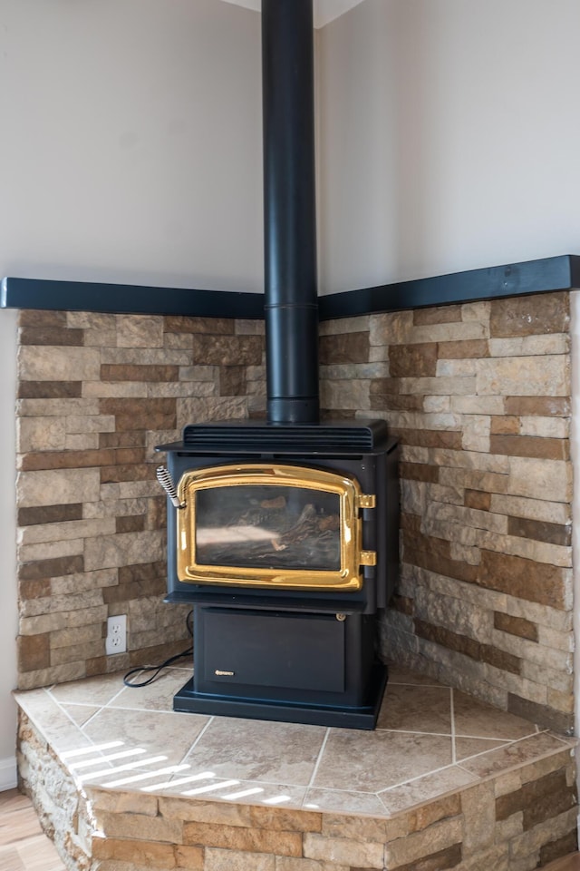 details with a wood stove