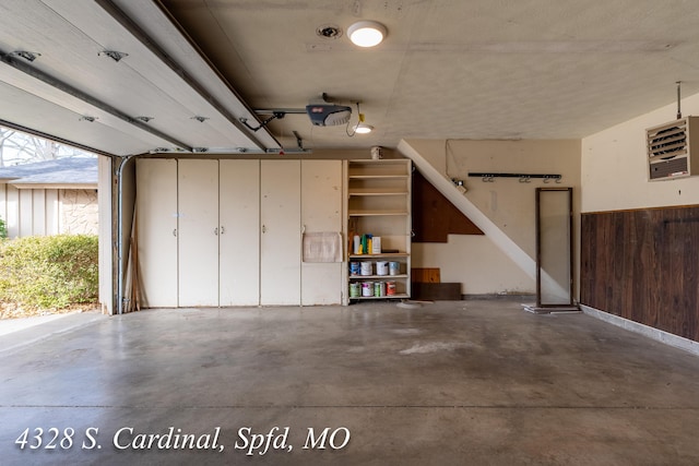 garage with a garage door opener