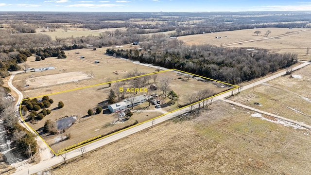 bird's eye view featuring a rural view