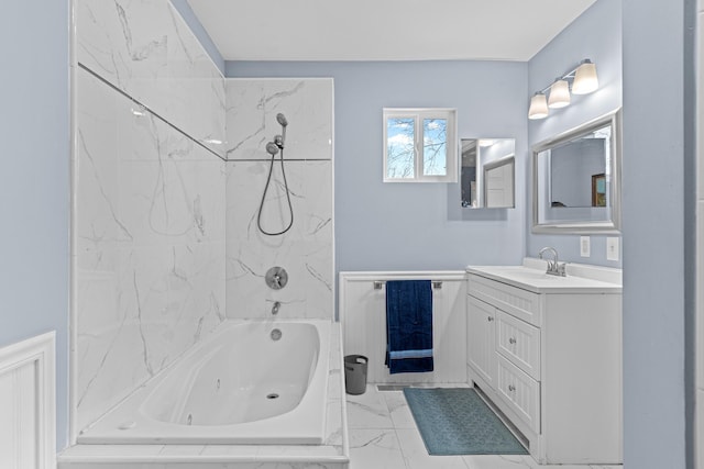 bathroom featuring shower / bathing tub combination and vanity