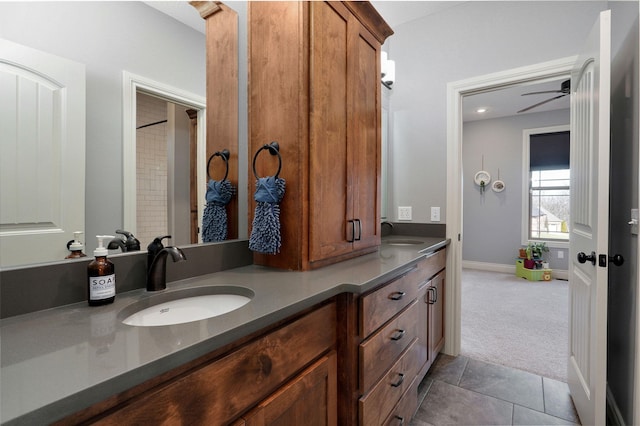 bathroom featuring vanity and tile patterned floors