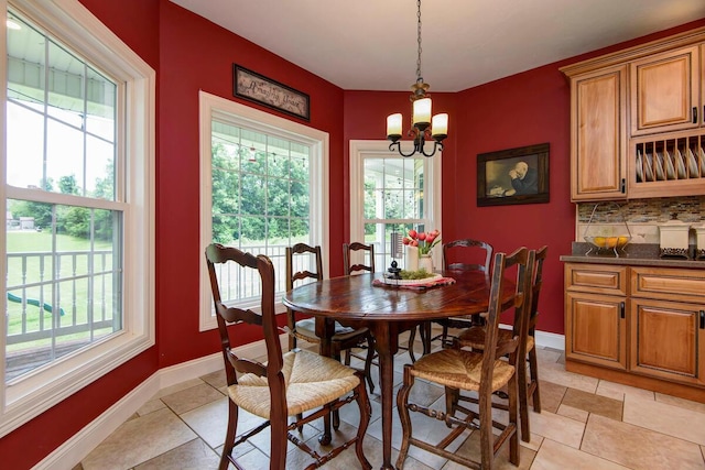 dining room with an inviting chandelier