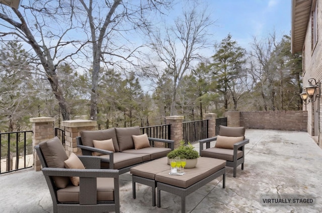 view of patio featuring an outdoor hangout area