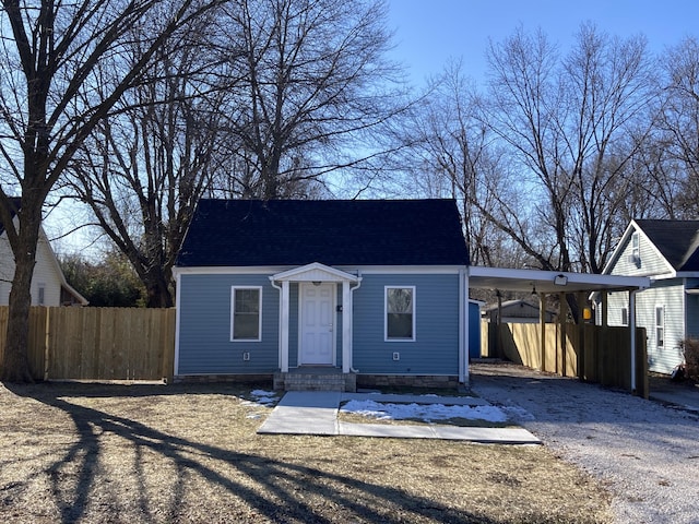 view of front of house featuring a carport