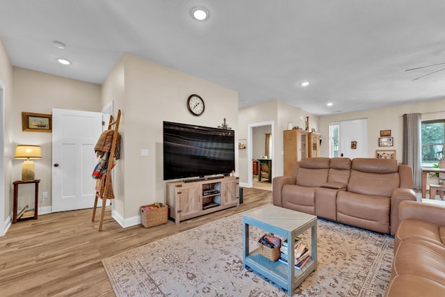 living room featuring light hardwood / wood-style floors