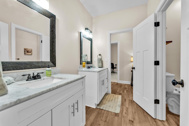 bathroom featuring wood-type flooring and vanity