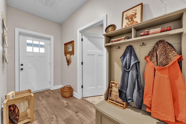 mudroom featuring light hardwood / wood-style floors