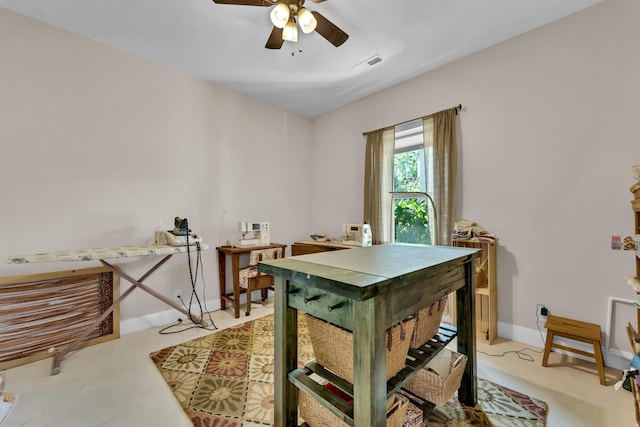 office featuring ceiling fan