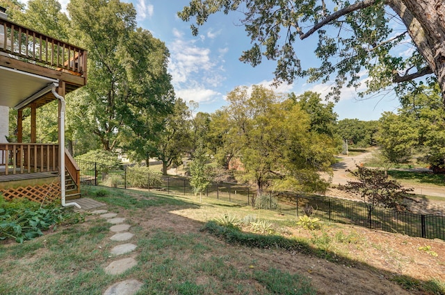 view of yard with a deck