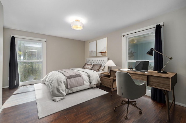 bedroom featuring dark wood-type flooring