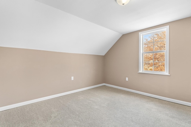 additional living space with vaulted ceiling and carpet