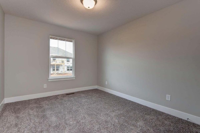 spare room with carpet flooring and a textured ceiling