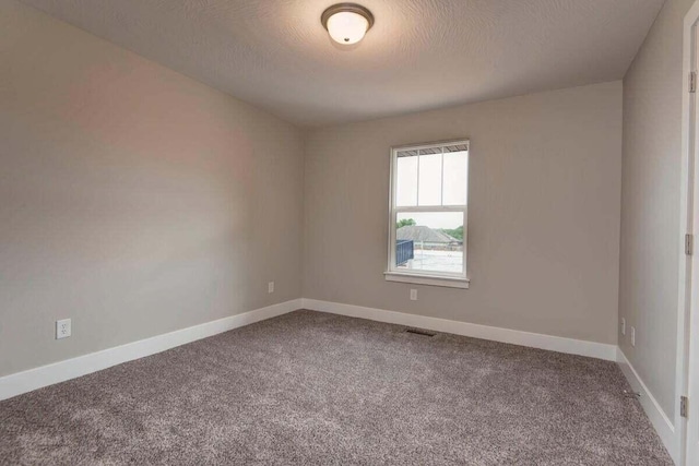 empty room featuring carpet and a textured ceiling