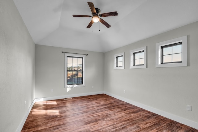 unfurnished room featuring hardwood / wood-style floors and ceiling fan