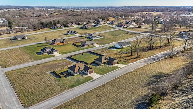 bird's eye view with a rural view