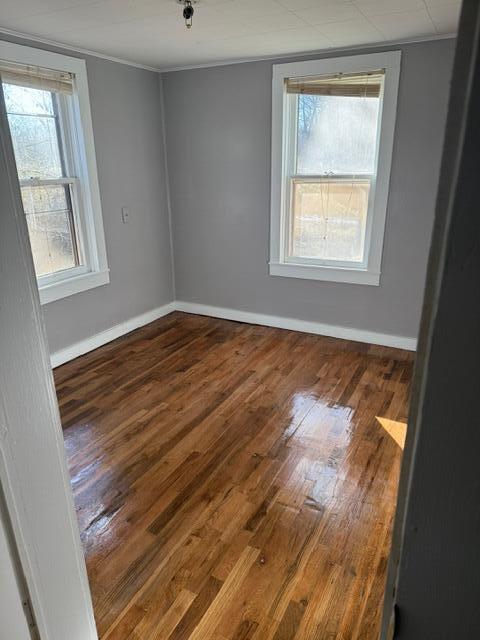 empty room with dark hardwood / wood-style floors