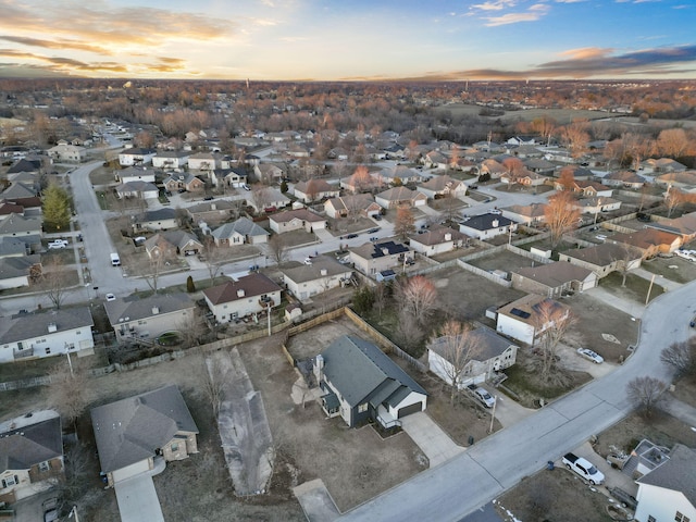 view of aerial view at dusk