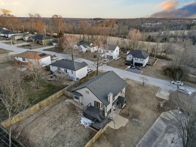 view of aerial view at dusk