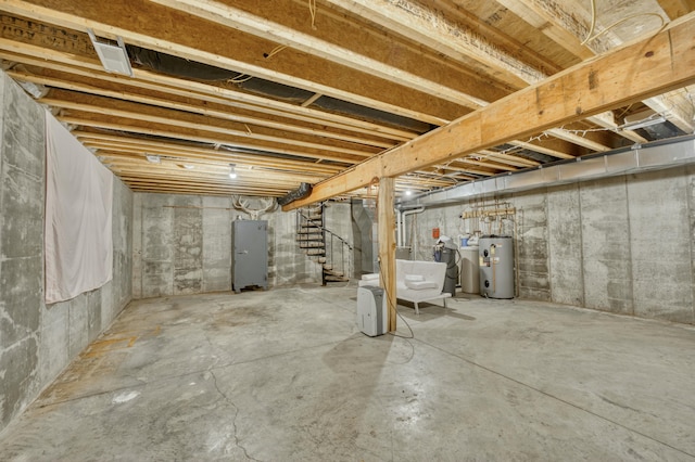 basement with water heater