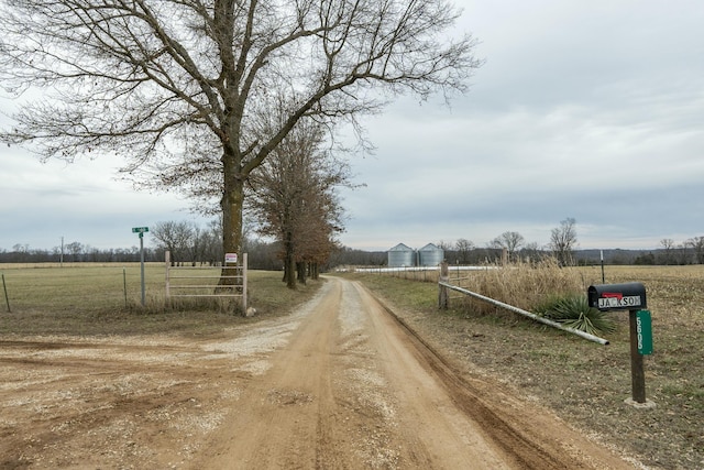 view of road with a rural view