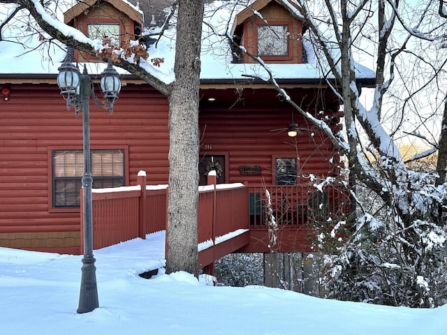 view of snow covered exterior