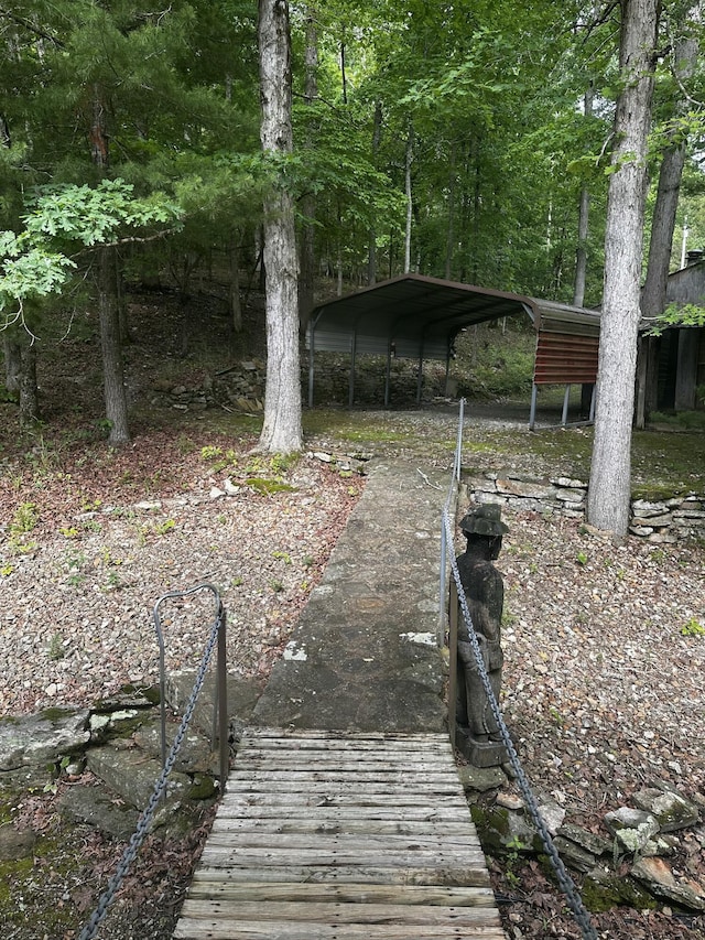 view of yard featuring a carport