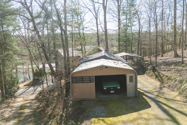 view of garage