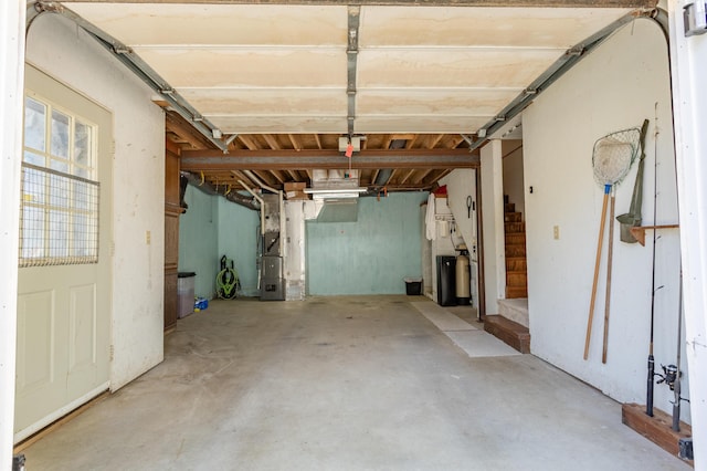 garage featuring heating unit