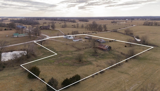 bird's eye view with a rural view