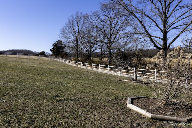 view of yard with a rural view