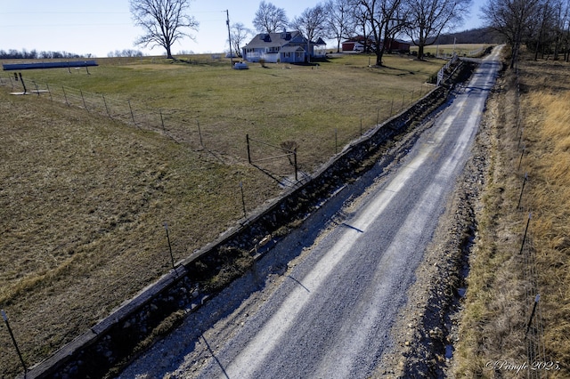 view of street with a rural view