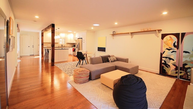 living room featuring light hardwood / wood-style floors