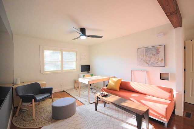 interior space featuring ceiling fan and light wood-type flooring