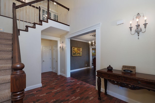 interior space featuring crown molding